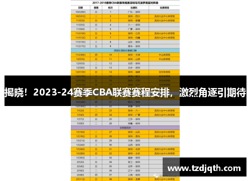 揭晓！2023-24赛季CBA联赛赛程安排，激烈角逐引期待